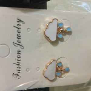 NIPkg Earrings White & sky blue apprx 3/4"